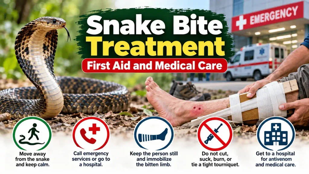 Snake bite treatment first aid and medical care guide